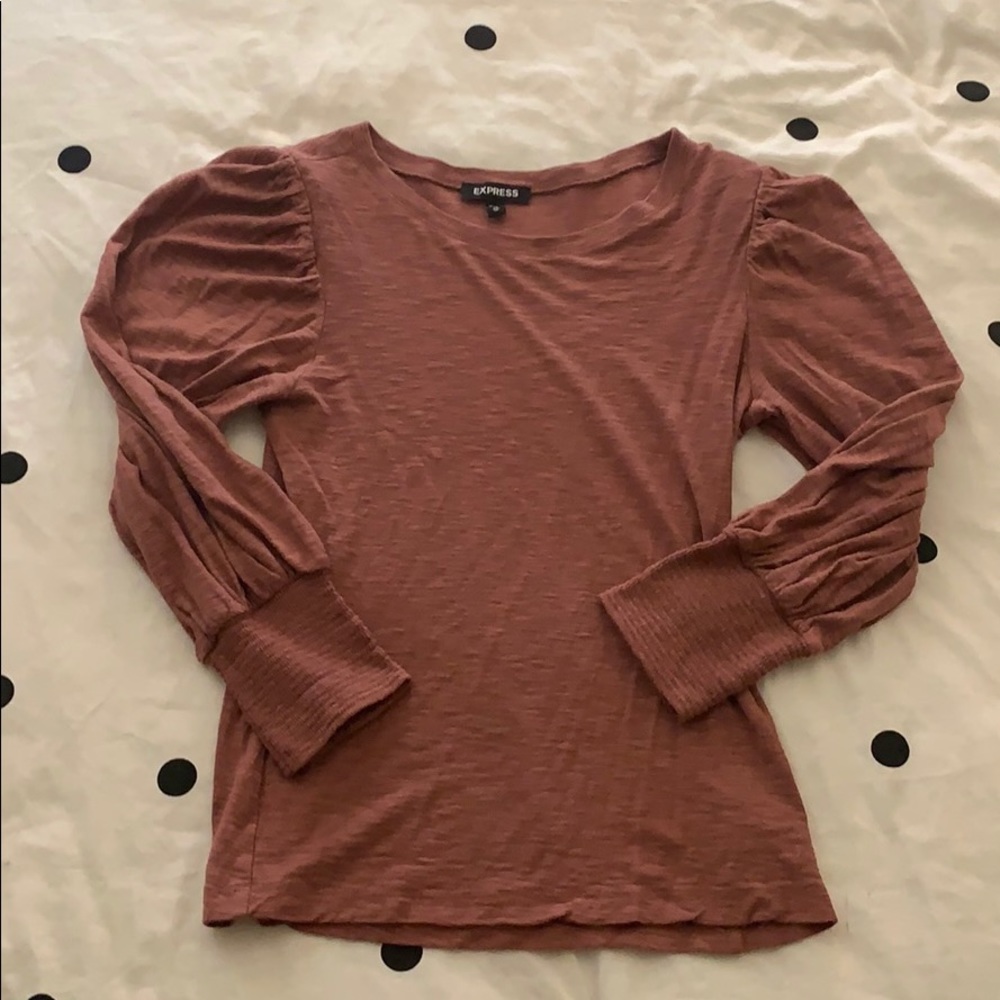 Express balloon sleeve top rust orange